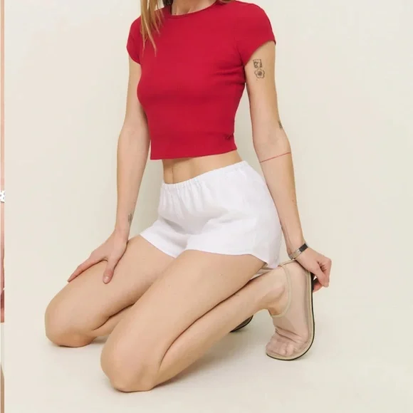 Reformation Tillie Linen White Short Size XL - Picture 4 of 7